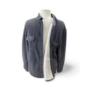 Valor Collection Sherpa-Lined Shirt Jacket Men’s Size Large Gray Herring Bone